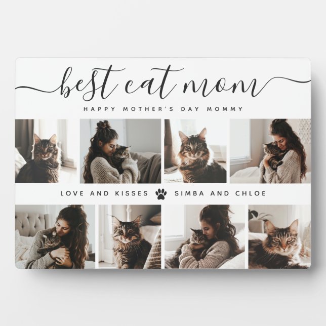 Best Cat Mum: Custom Mother's Day Cat Photo Plaque (Front)
