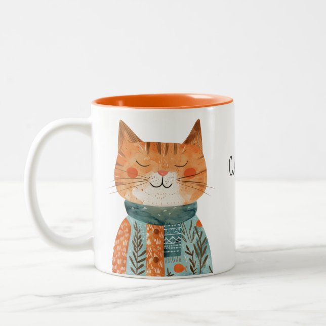 Best Cat Mum Cute Mother's Day Name Two-Tone Coffee Mug (Left)