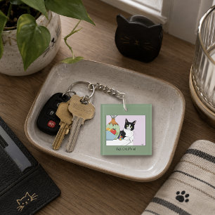 Best Cat Mum Cute Tuxedo Cat Mother's Day Key Ring