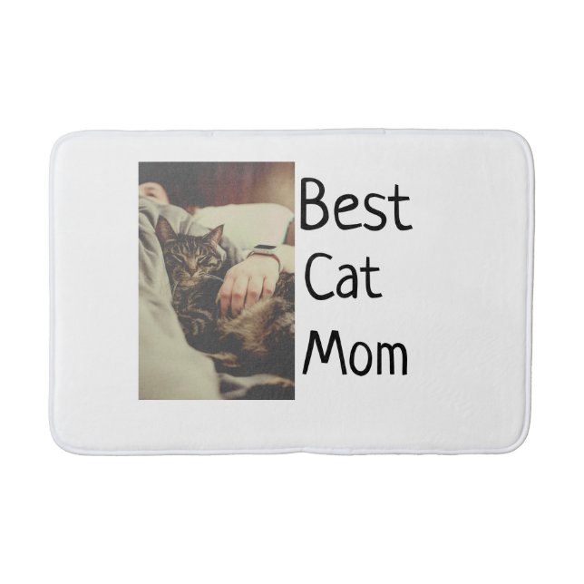 Best cat mum dad add cat photo name gift template  bath mat (Front)