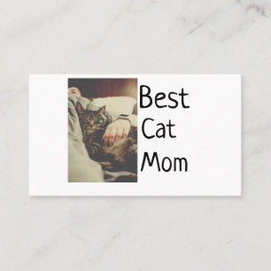 Best cat mum dad add cat photo name gift template business card