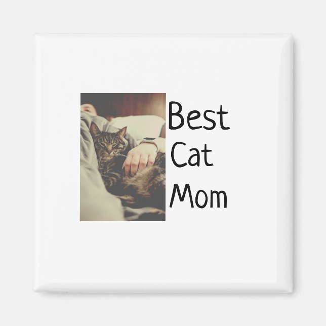 Best cat mum dad add cat photo name gift template  magnet (Front)