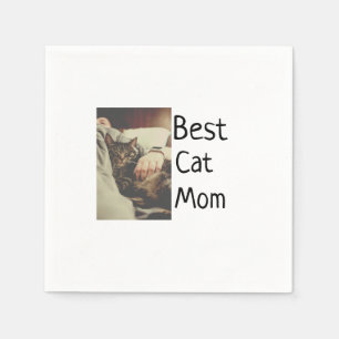 Best cat mum dad add cat photo name gift template  napkin