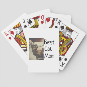 Best cat mum dad add cat photo name gift template  playing cards
