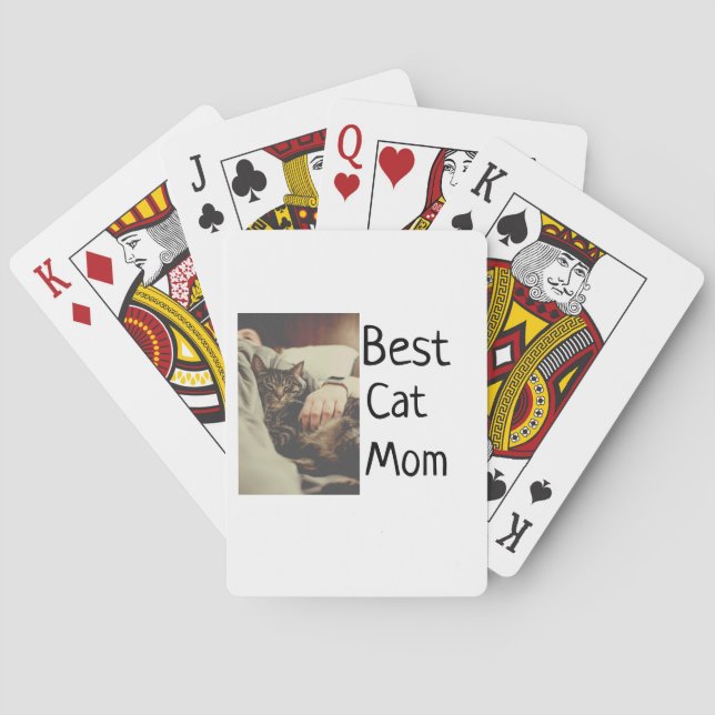 Best cat mum dad add cat photo name gift template  playing cards (Back)