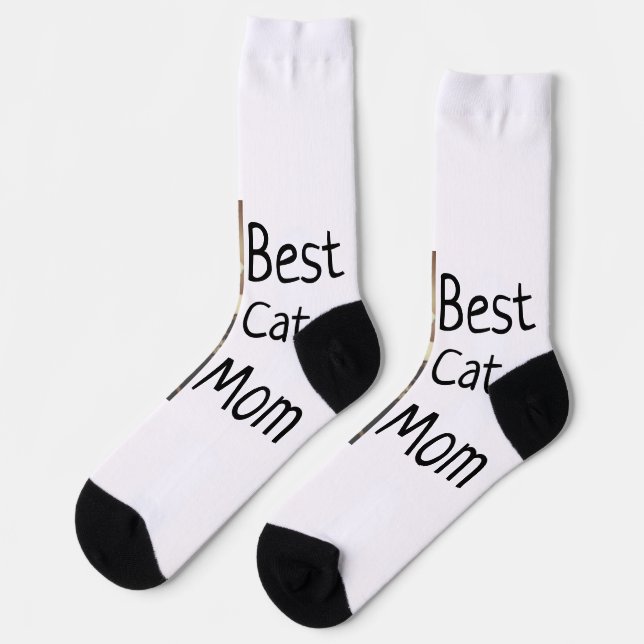 Best cat mum dad add cat photo name gift template  socks (Left)