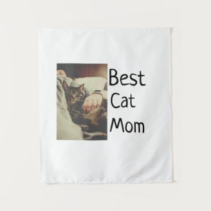 Best cat mum dad add cat photo name gift template  tapestry