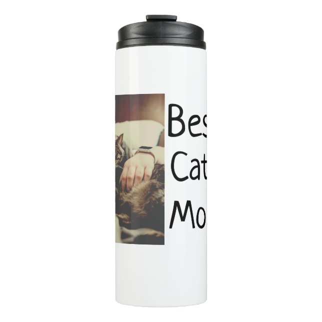 Best cat mum dad add cat photo name gift template  thermal tumbler (Front)
