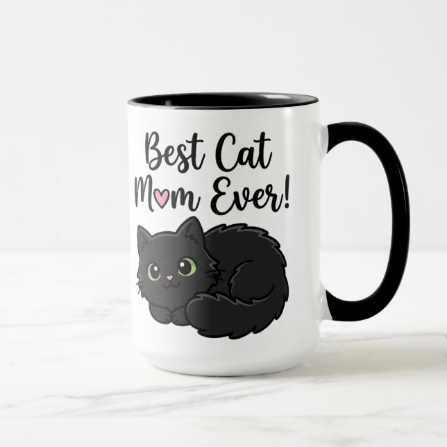 Best Cat Mum Ever Black Cat Coffee Mug (Right)