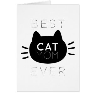 Best Cat Mum Ever Black Cat Face Birthday Card