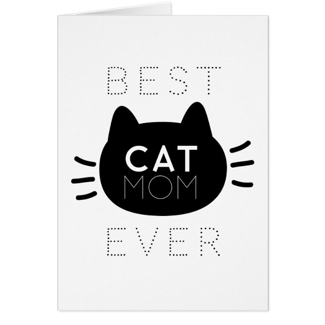 Best Cat Mum Ever Black Cat Face Birthday Card (Front)
