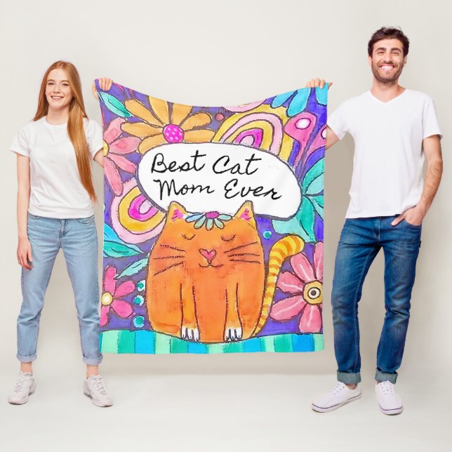 Best Cat Mum Ever Cat Lover Gift for Mum Fleece Blanket (In Situ)