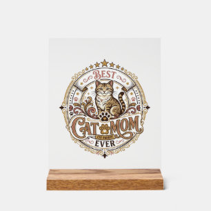 Best Cat Mum Ever Cat Mum Dad Parent Vintage Vecto Acrylic Sign