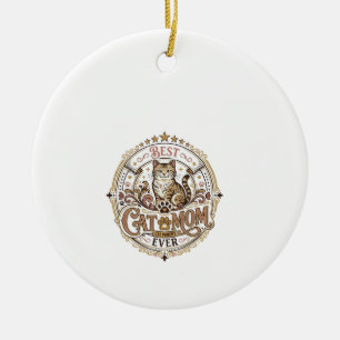 Best Cat Mum Ever Cat Mum Dad Parent Vintage Vecto Ceramic Ornament