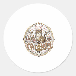 Best Cat Mum Ever Cat Mum Dad Parent Vintage Vecto Classic Round Sticker