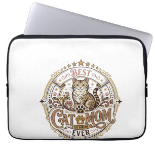 Best Cat Mum Ever Cat Mum Dad Parent Vintage Vecto Laptop Sleeve