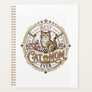Best Cat Mum Ever Cat Mum Dad Parent Vintage Vecto Planner