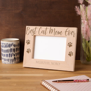 Best Cat Mum Ever Custom Engraved Wooden Frame