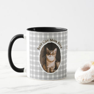 Best Cat Mum Ever Custom Funny Cute 2 Pet Photos  Mug