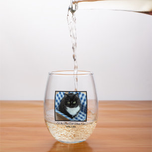 Best Cat Mum Ever Custom Photo and Text Stemless Wine Glass