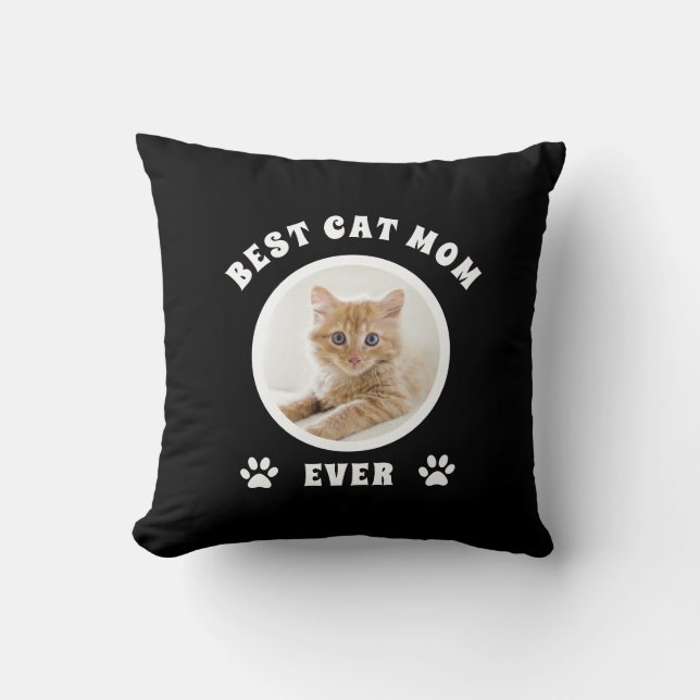 Best Cat Mum Ever Custom Photo Personalised Cushion (Front)