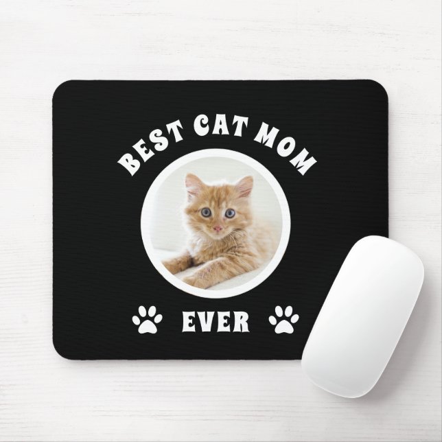 Best Cat Mum Ever Custom Photo Personalised Mouse Pad (With Mouse)