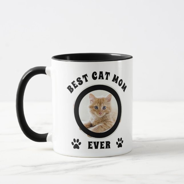 Best Cat Mum Ever Custom Photo Personalised Mug (Left)