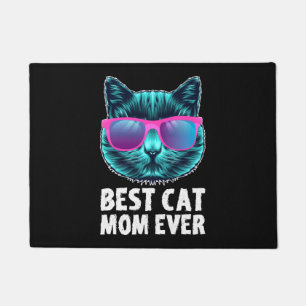 Best Cat Mum Ever Cute Funny Glasses Doormat