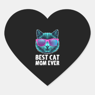 Best Cat Mum Ever Cute Funny Glasses Heart Sticker