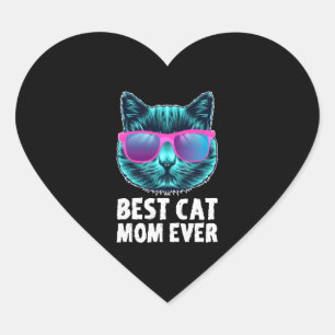 Best Cat Mum Ever Cute Funny Glasses Heart Sticker