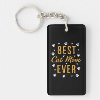 Best Cat Mum Ever Cute Love Heart Print Cat Mama Key Ring