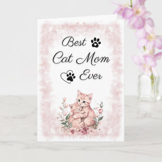 Best Cat Mum Ever | Cute Watercolor Cat Lover Card