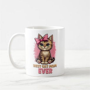 Best Cat Mum Ever, Funny Tabby Cat Mother Coffee Mug