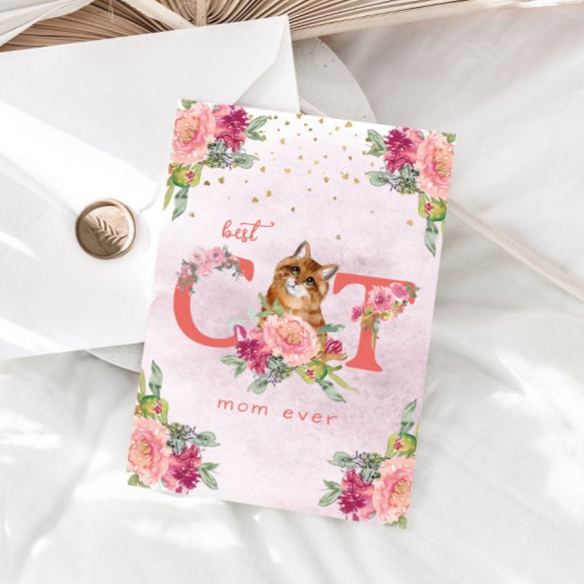 Best Cat Mum Ever Kitten Illustration Mother Day  Holiday Card (Creator Uploaded)