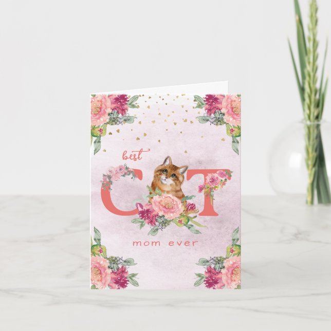 Best Cat Mum Ever Kitten Illustration Mother Day T Thank You Card (Front)