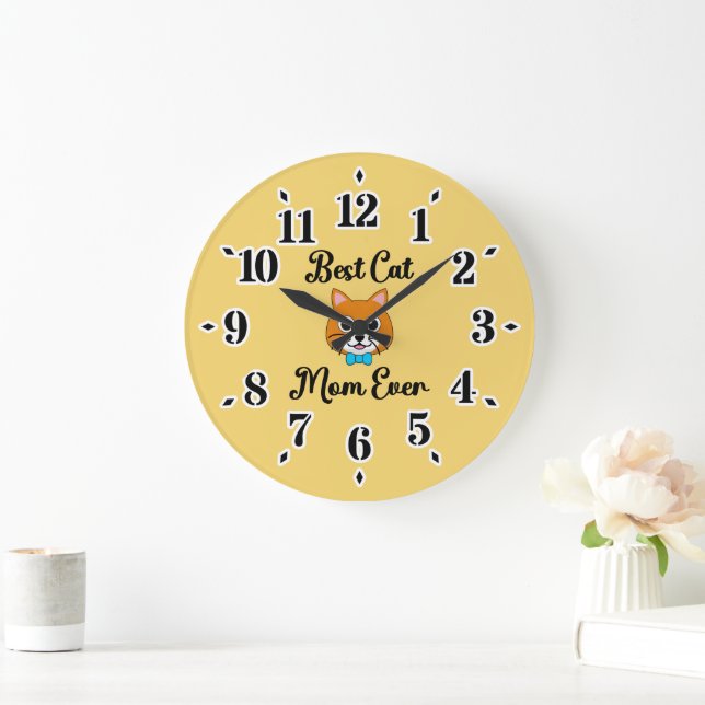 Best Cat Mum Ever Large Clock (Home)