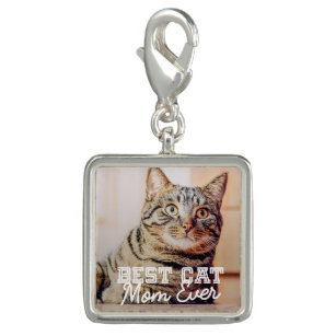 Best Cat Mum Ever Modern Custom Pet Photo Charm