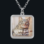 Best Cat Mum Ever Modern Custom Pet Photo Silver Plated Necklace<br><div class="desc">This simple and classic design is composed of serif typography and add a custom photo</div>