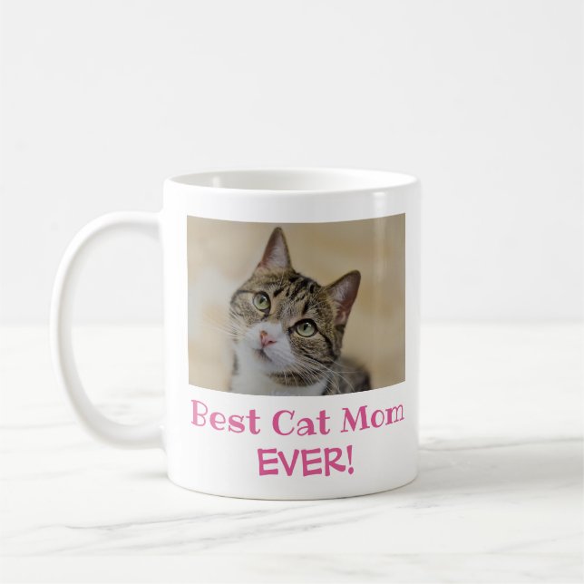 Best Cat Mum Ever Pet Photo Coffee Mug (Left)
