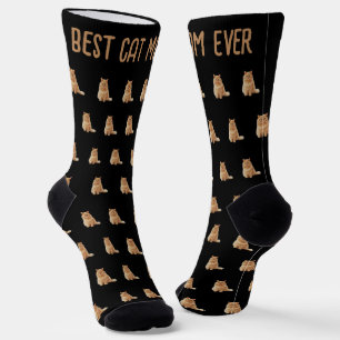 Best Cat Mum Ever Pet Photo Pattern Black Socks