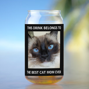 Best Cat Mum Ever Photo Black Can Glass