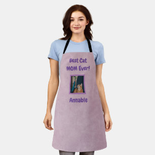 Best Cat Mum Ever photo/name Pink Apron