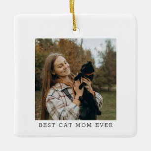 Best Cat Mum Ever Photo Simple Custom Christmas Ceramic Ornament
