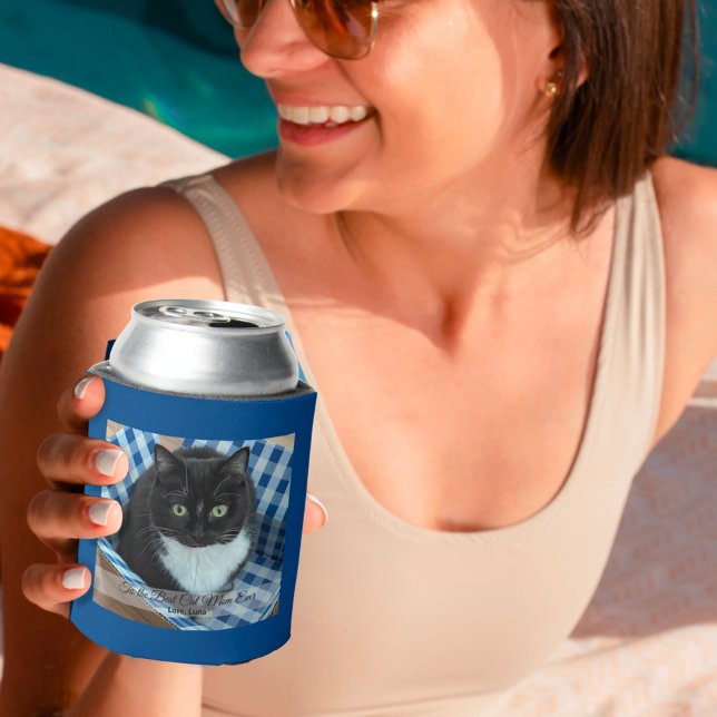 Best Cat Mum Ever Photo Throw Pillow Can Cooler (Creator Uploaded)