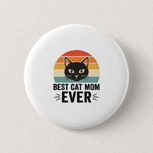 Best Cat Mum Ever Retro Cat Face Vintage Design_1 6 Cm Round Badge