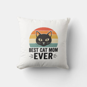 Best Cat Mum Ever Retro Cat Face Vintage Design_1 Cushion
