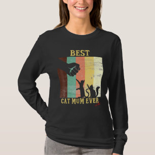 Best Cat Mum Ever Retro Vintage Fist Bump Cat T-Shirt