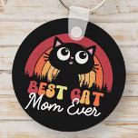 Best Cat Mum Ever Retro Vintage Rainbow Forest Key Ring<br><div class="desc">This simple and vintage design is composed of serif typography.</div>