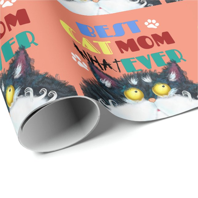 Best Cat Mum Ever | Silly Cat Lovers Funny Wrapping Paper (Roll Corner)