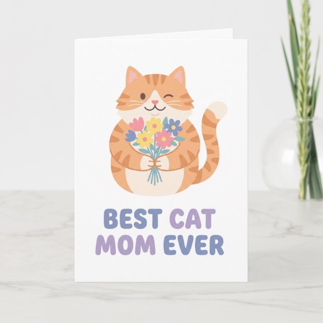 Best Cat Mum Ever Tabby Cat Graphic Card (Front)